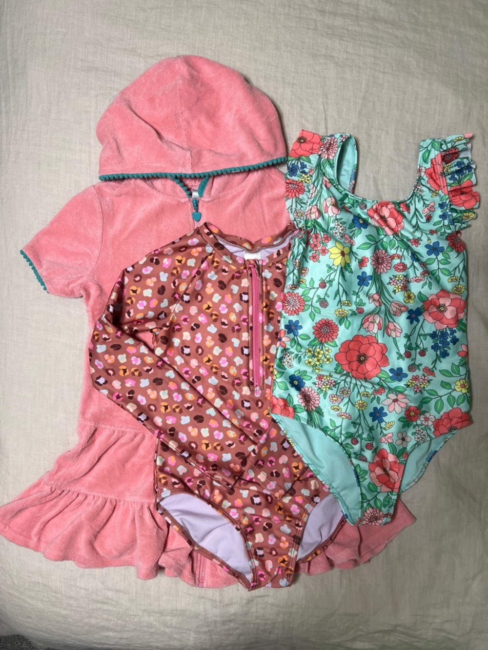 Girls Swim Coverup and Two One-Piece Swimsuits